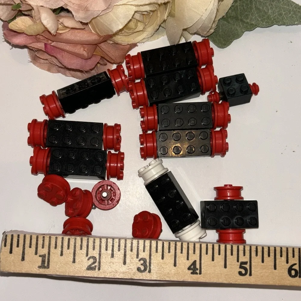 Lego Bricks Axel red wheels 1980s Vintage Lego Wheel Retro Lego car wheels